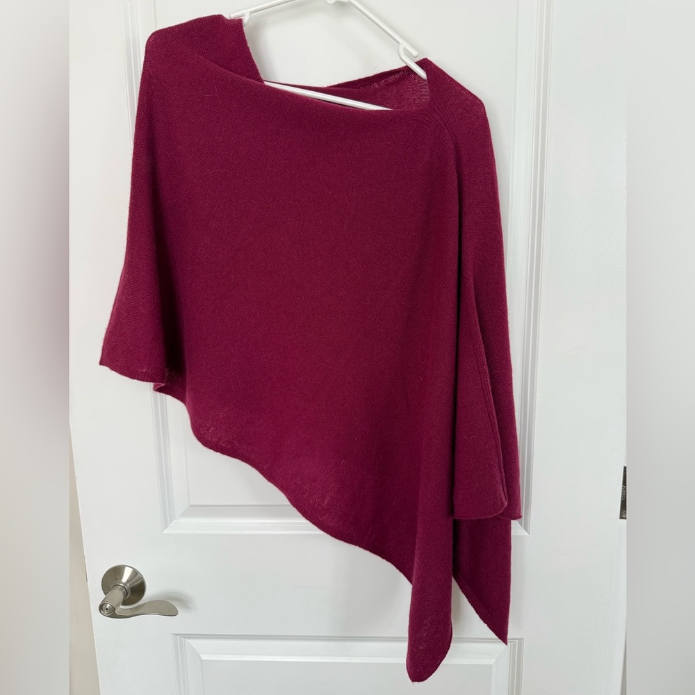Elegant raspberry pink Women's Cashmere poncho